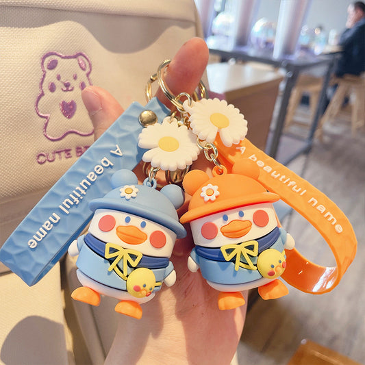 Cute Backpack Duck Keychain Cartoon Dripping Glue